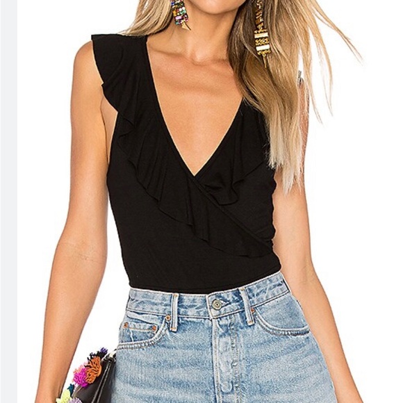 by the way. Tops - By The Way Flora Ruffle Bodysuit Superdown Black